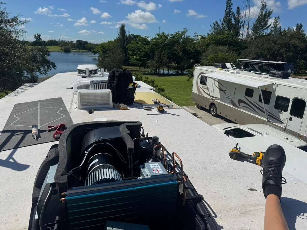 RV heat pump and rooftop AC unit needing professional service in Palm City FL