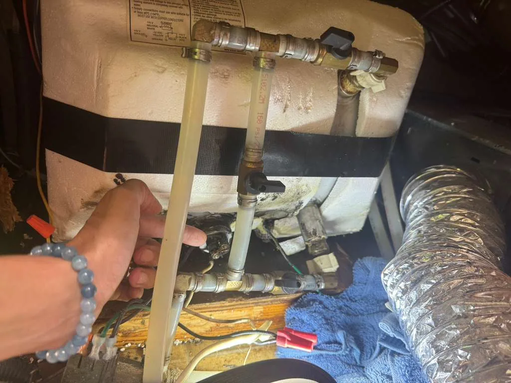 RV tank and piping system connected to water pump in Palm City Florida